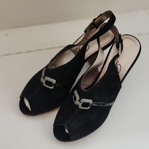 Dezario‎ Elegant Black Slingback Heels 8.5